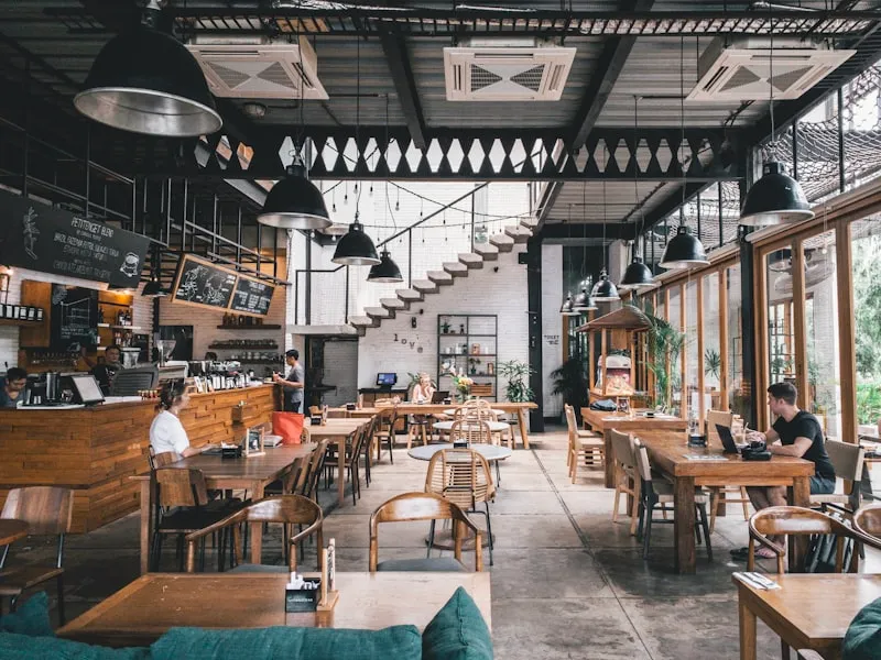 Restaurant customer scanning QR code
